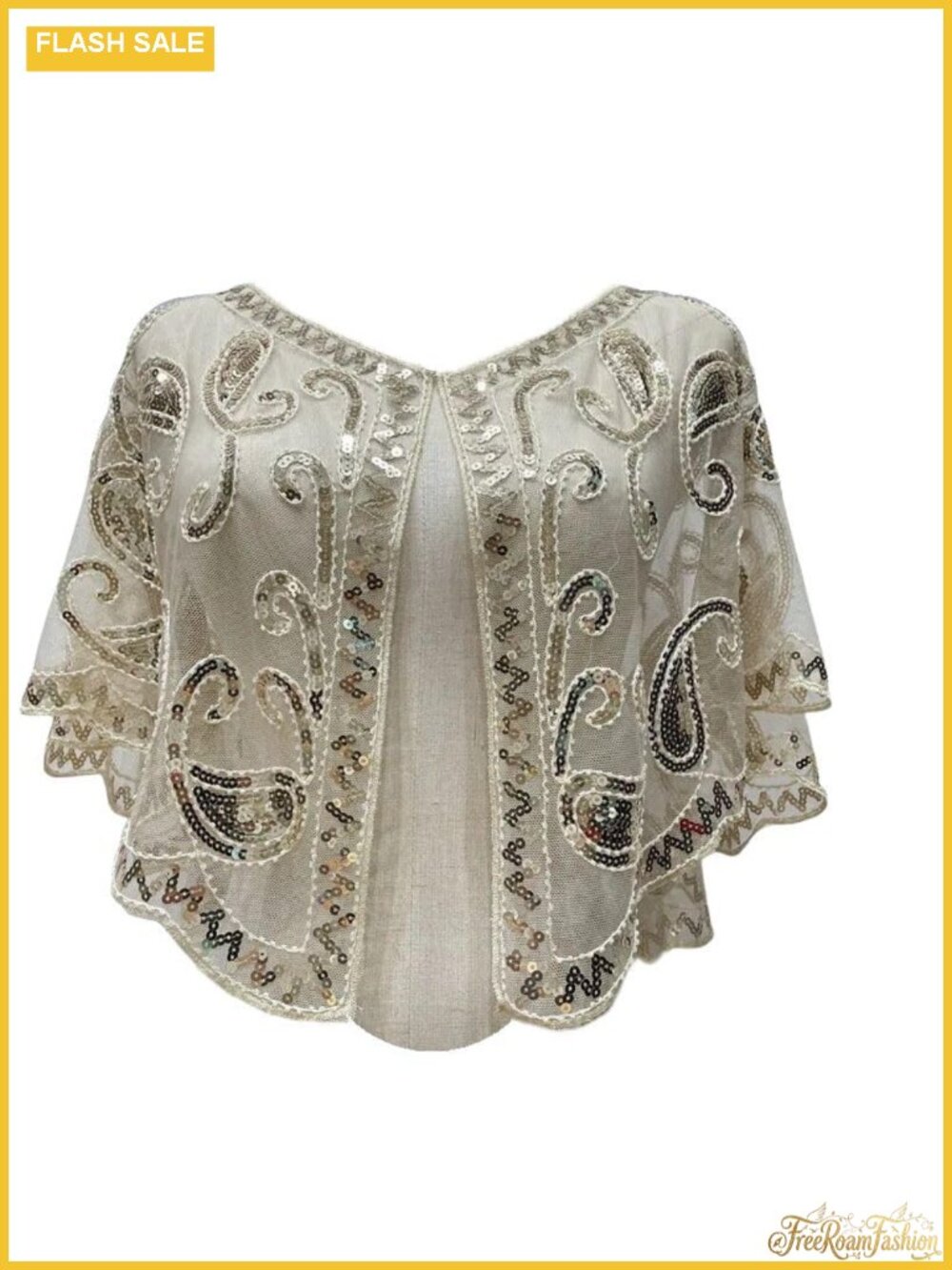 1920s Shawl Wrap Sequin Beaded Evening Wedding Bridal Gatsby Party Accessory